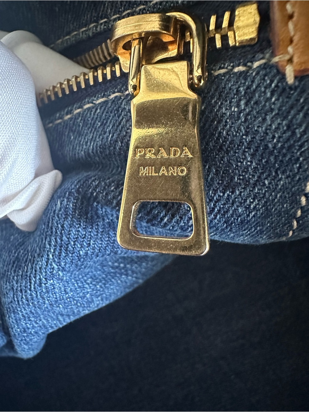 Authentic Prada Canapa Large GM Denim Travel Tote Weekender Bag Blue Italy - Picture 6 of 16